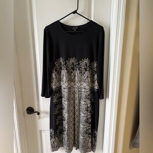 🖤 J. Jill Wearever Collection Black Paisley Print Dress (L Tall)